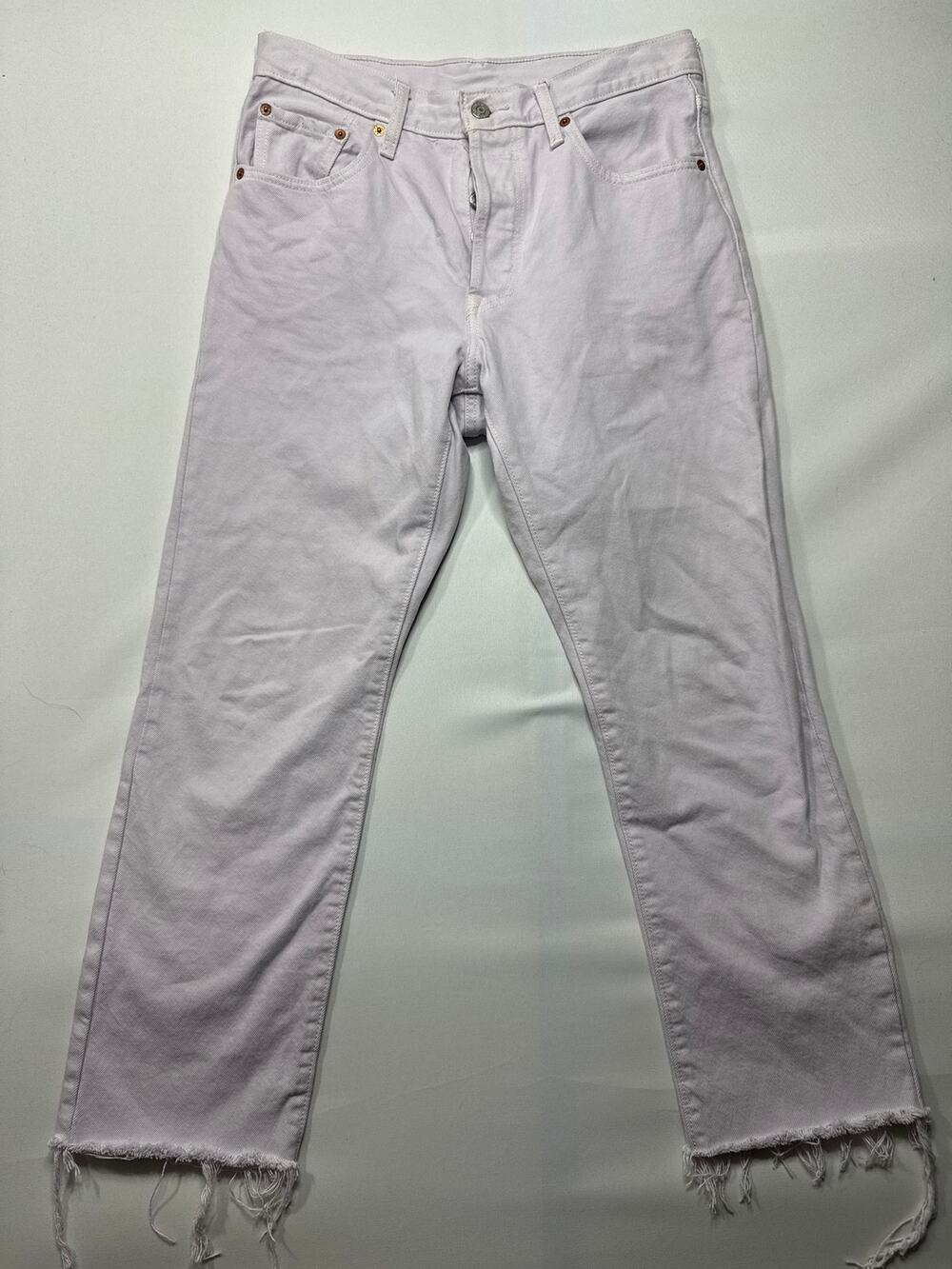 Levi's 501 Women's Raw Hem Straight Leg Lavender Jeans - 28x26 (30x25.5)